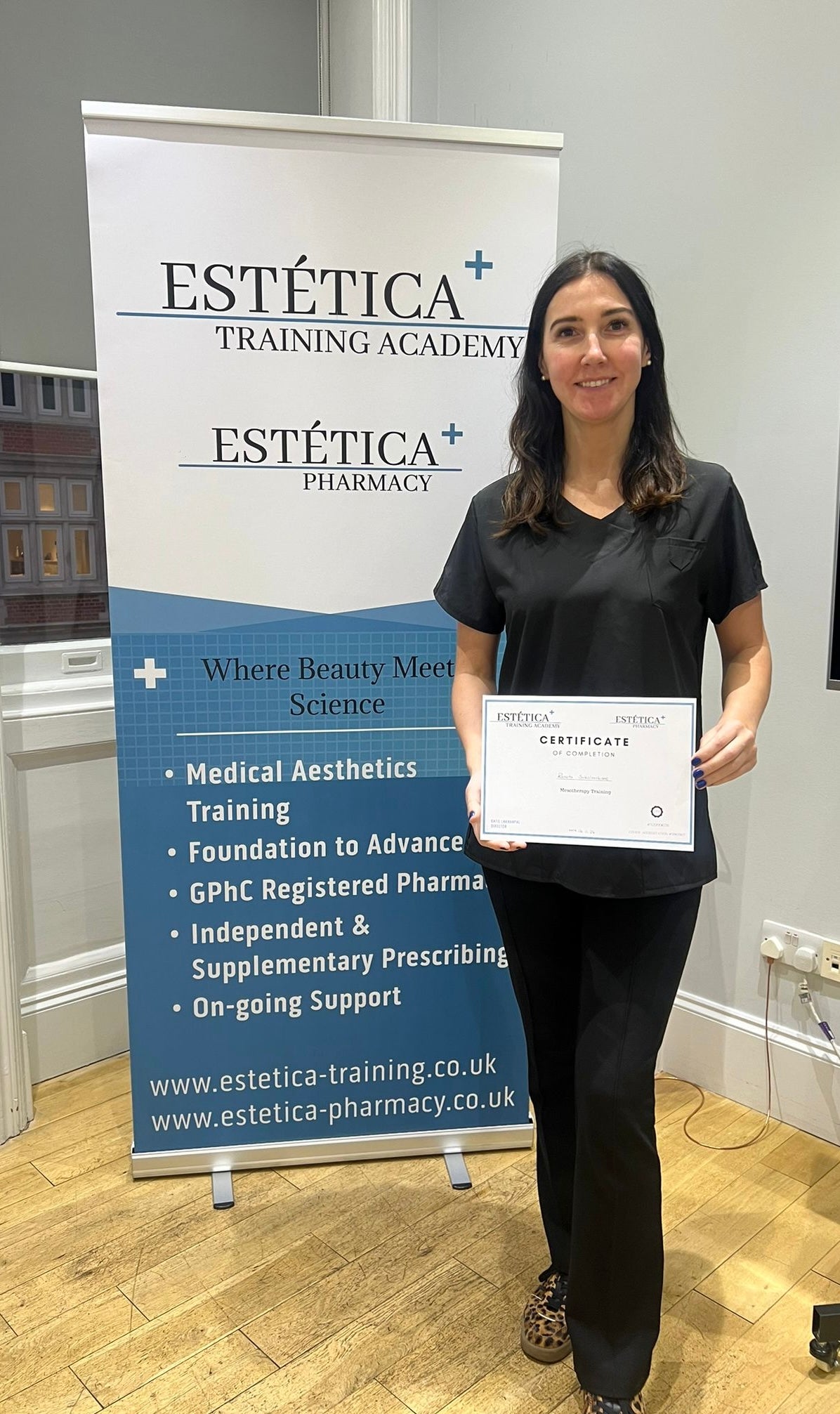 Fast track aesthetics certification presentation for course graduates in London clinic